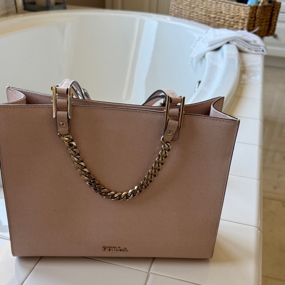 Furla Blush Tote with Chain Strap